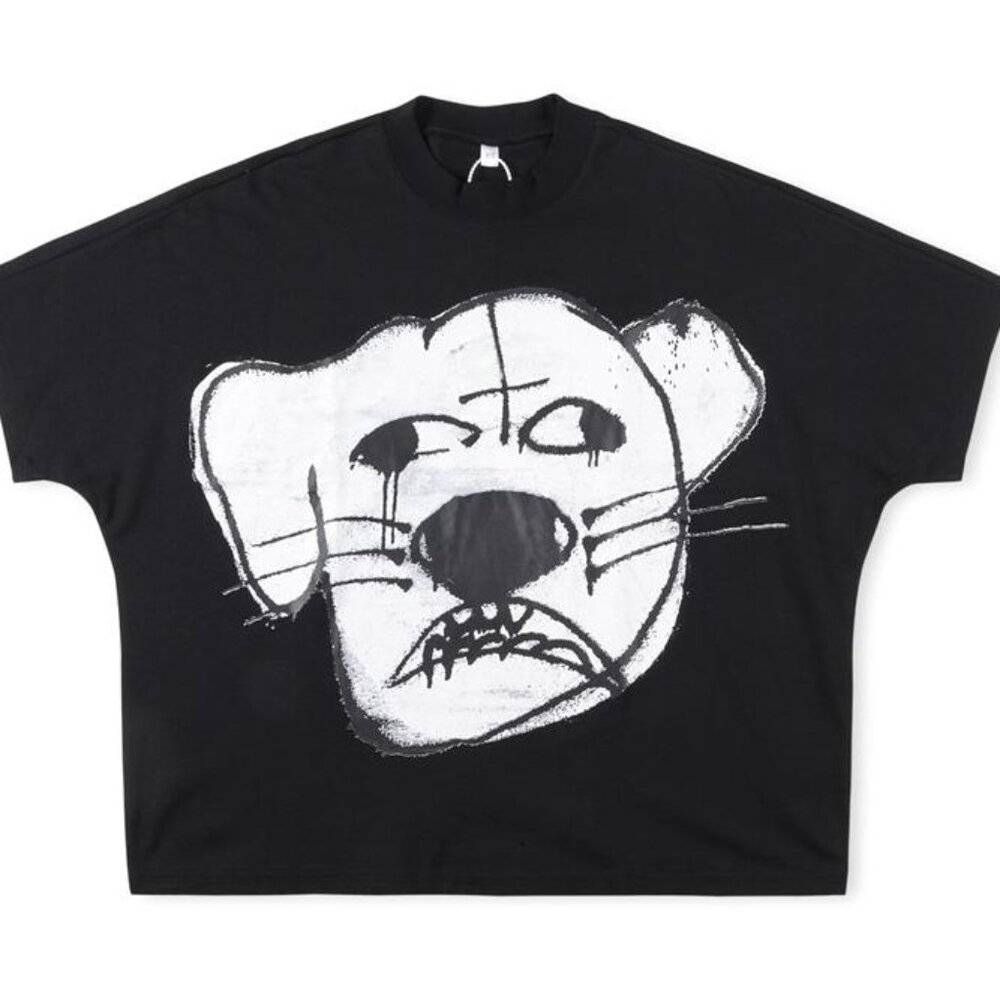 Billionaire Studios Edgy Monochrome Cat Face T Shirt